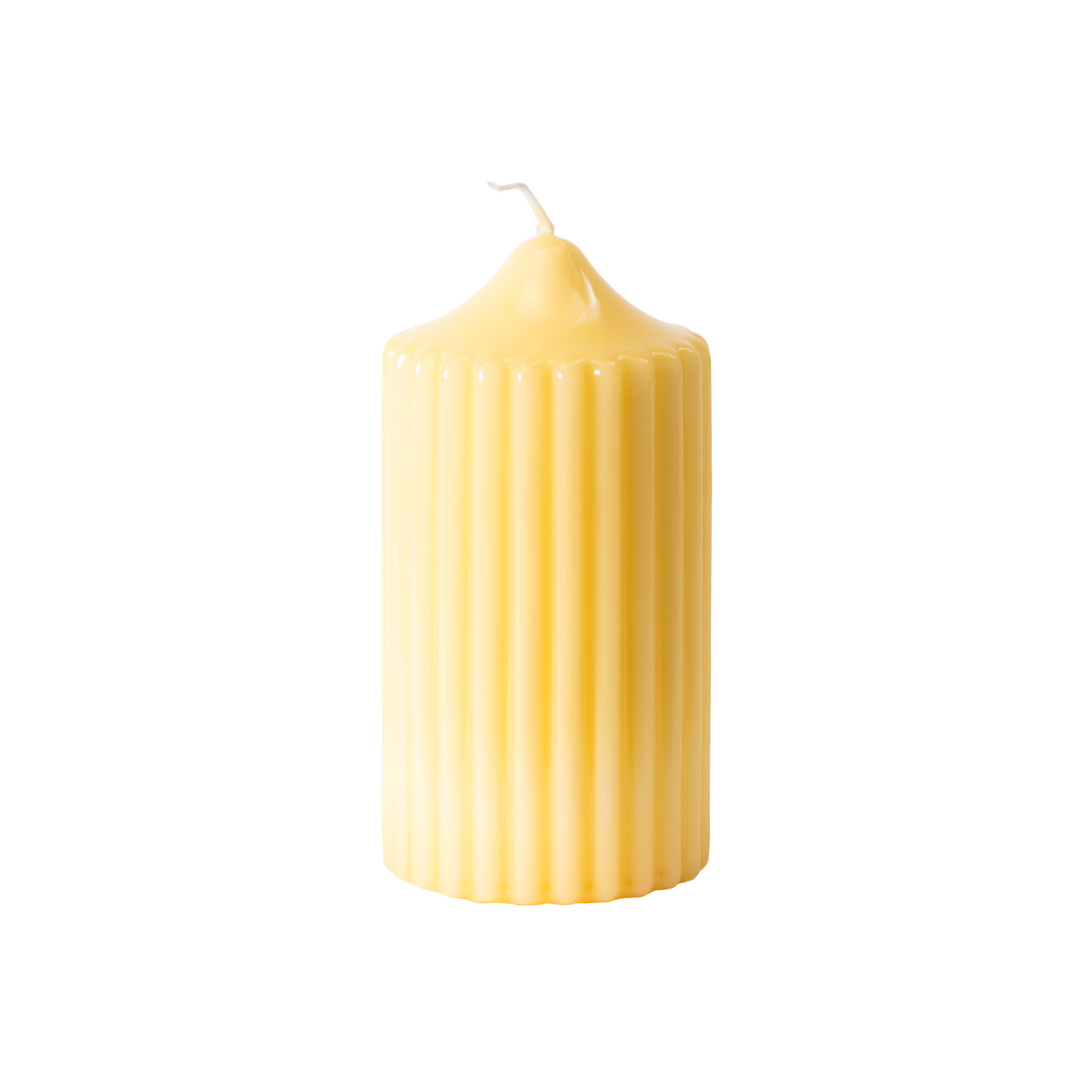 Engels Kerzen Gelackte Rillenkerze 8x15cm zitrone