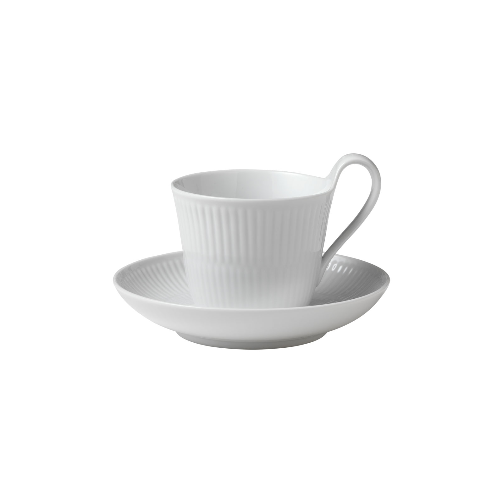 Royal Copenhagen Weiß Gerippt Kaffeetasse mit Untertasse 0,25ltr. 2408092