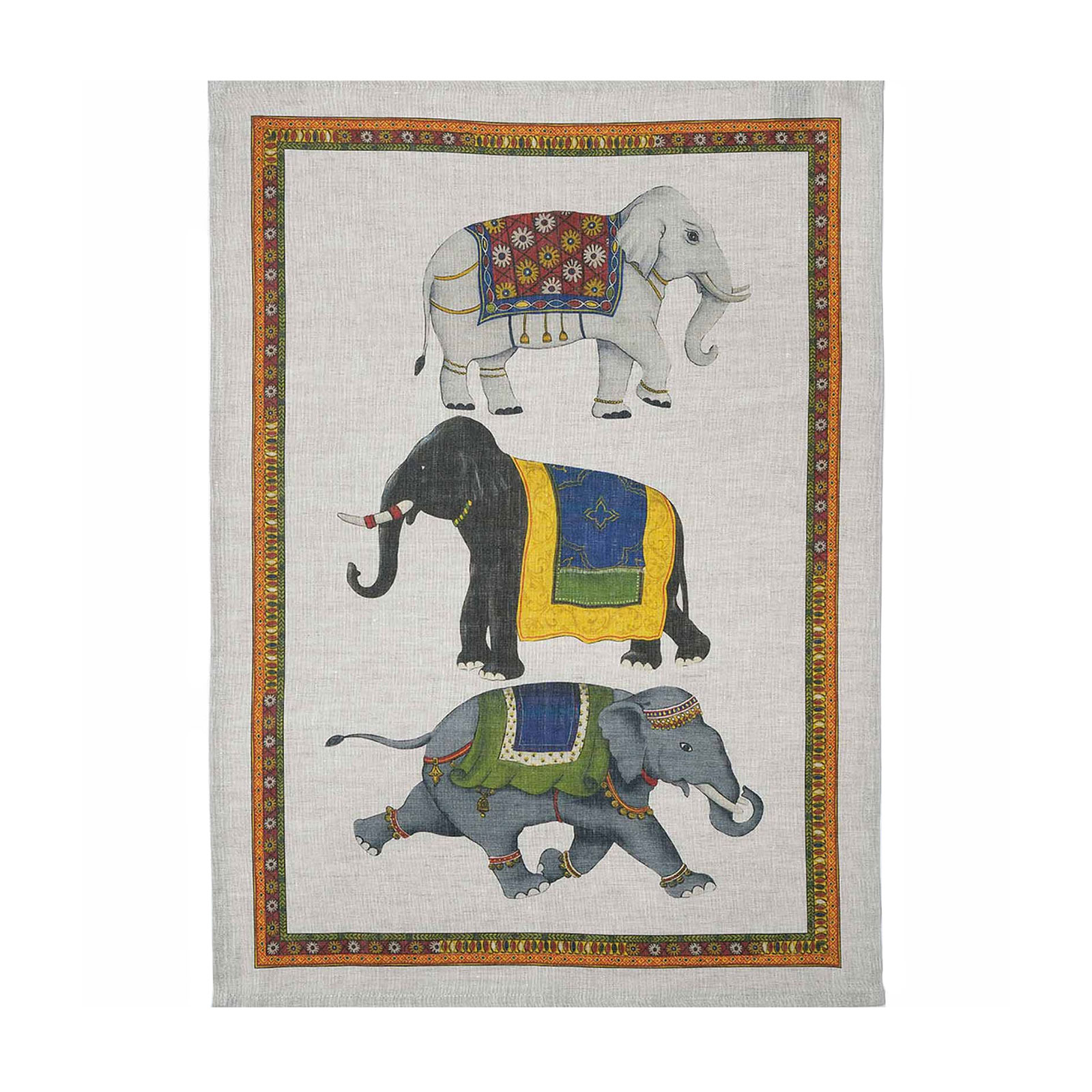 Tessitura Toscana Barnum Elefanti Geschirrtuch 50x70cm natural