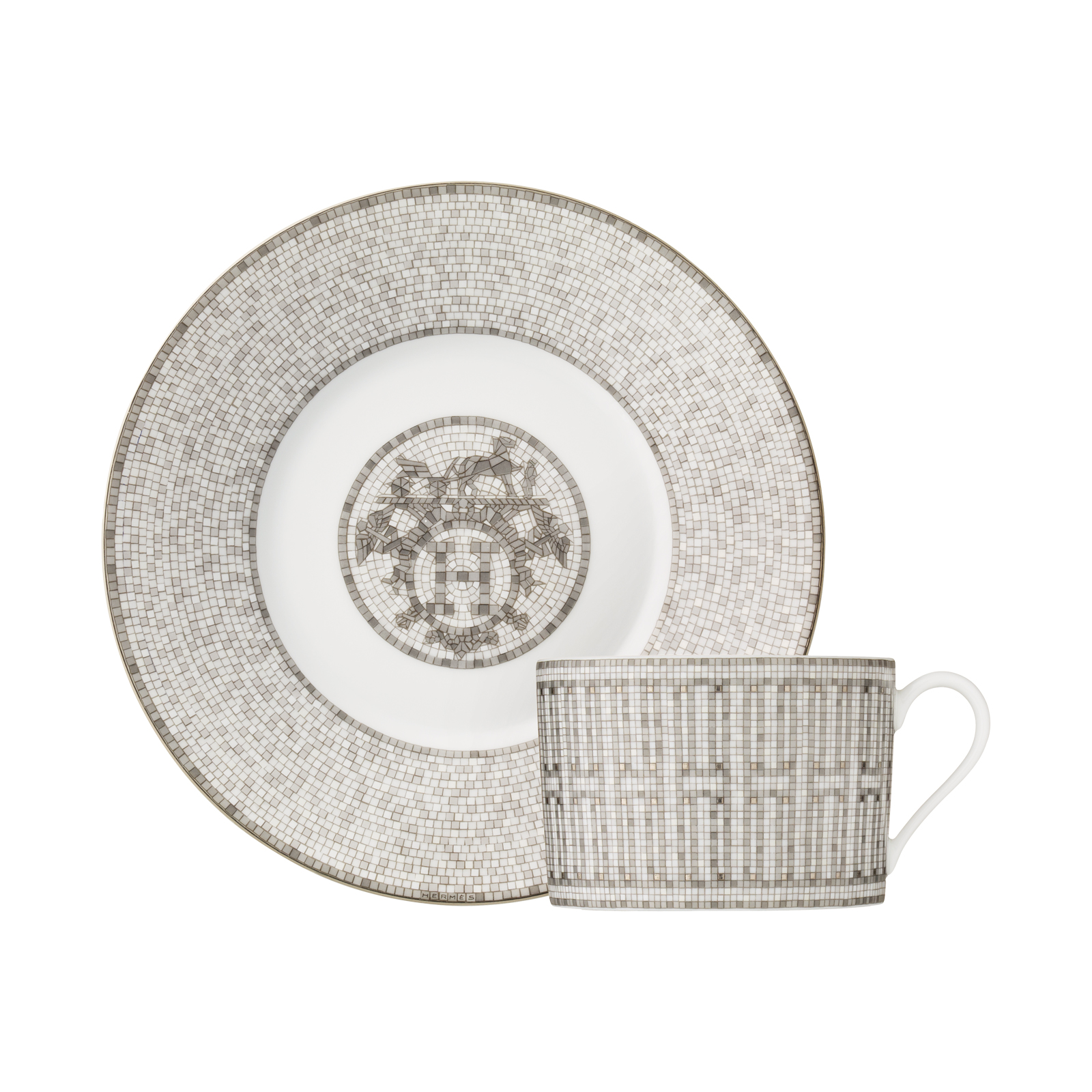 HERMÈS Paris Mosaïque au 24 Platin Frühstückstasse m. U. 0,34ltr.