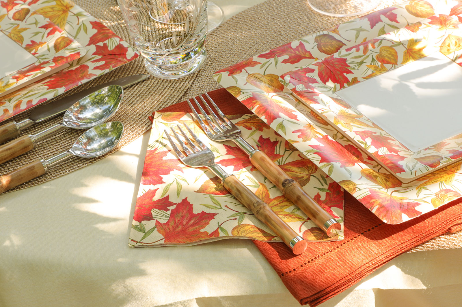 Caspari Lunchservietten Woodland Leaves