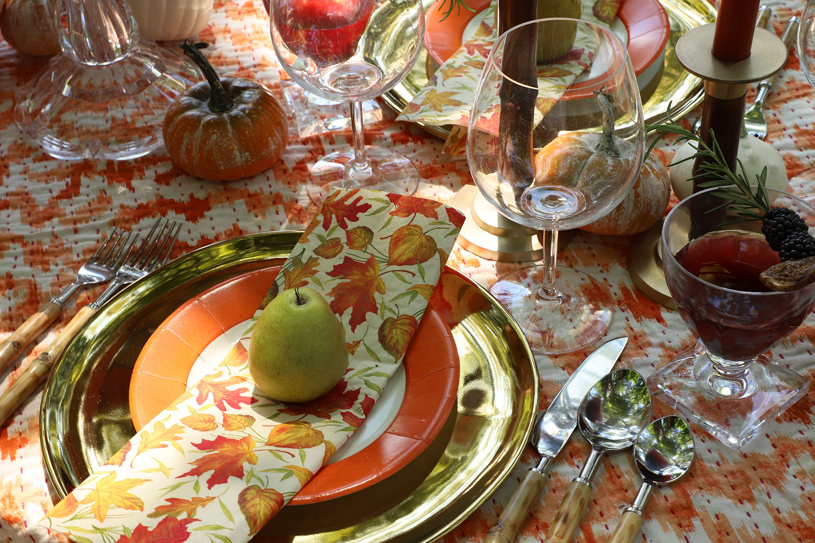 Caspari Lunchservietten Woodland Leaves