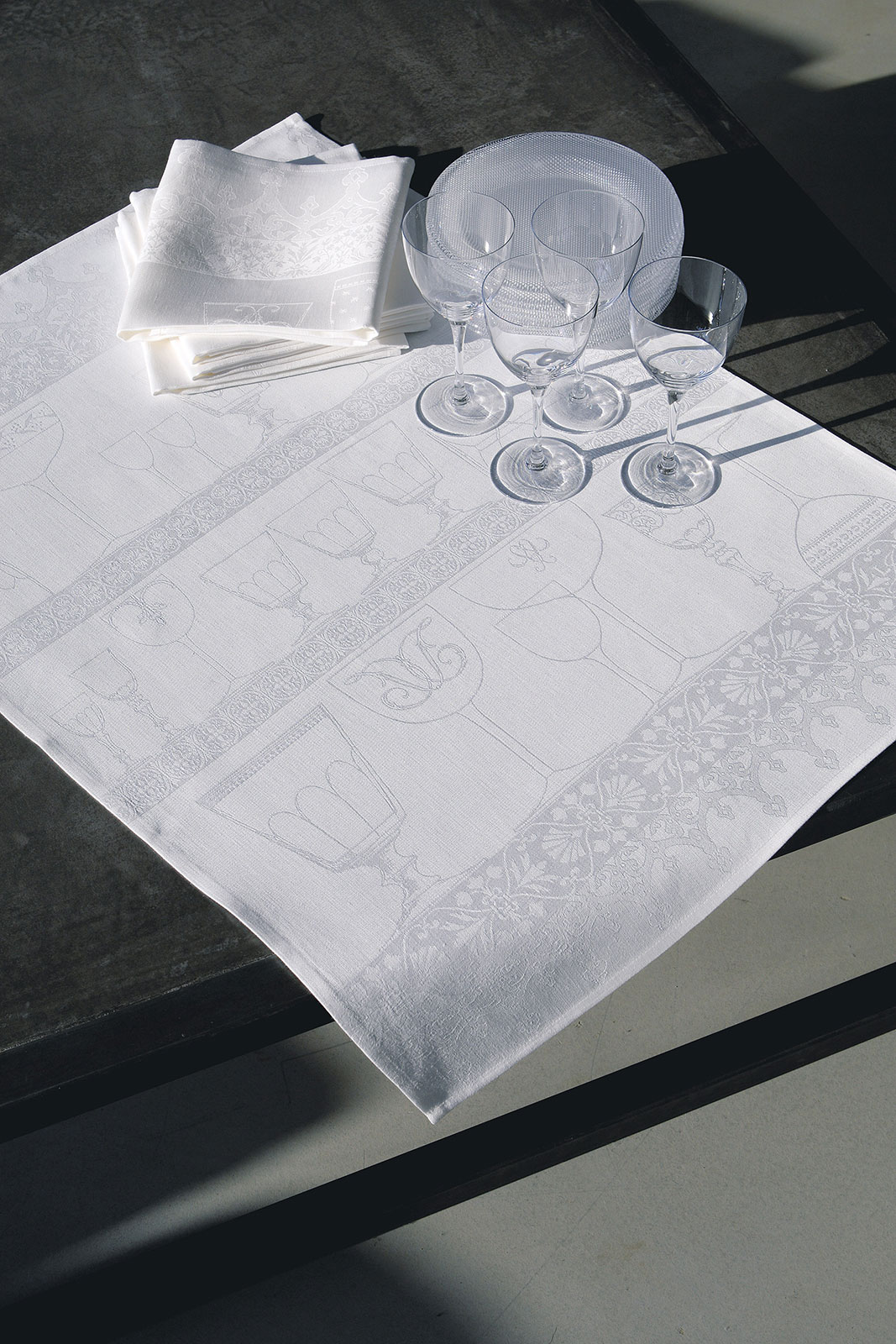 Le Jacquard Francais Cristal Gläsertuch 60x80cm Leinen blanc