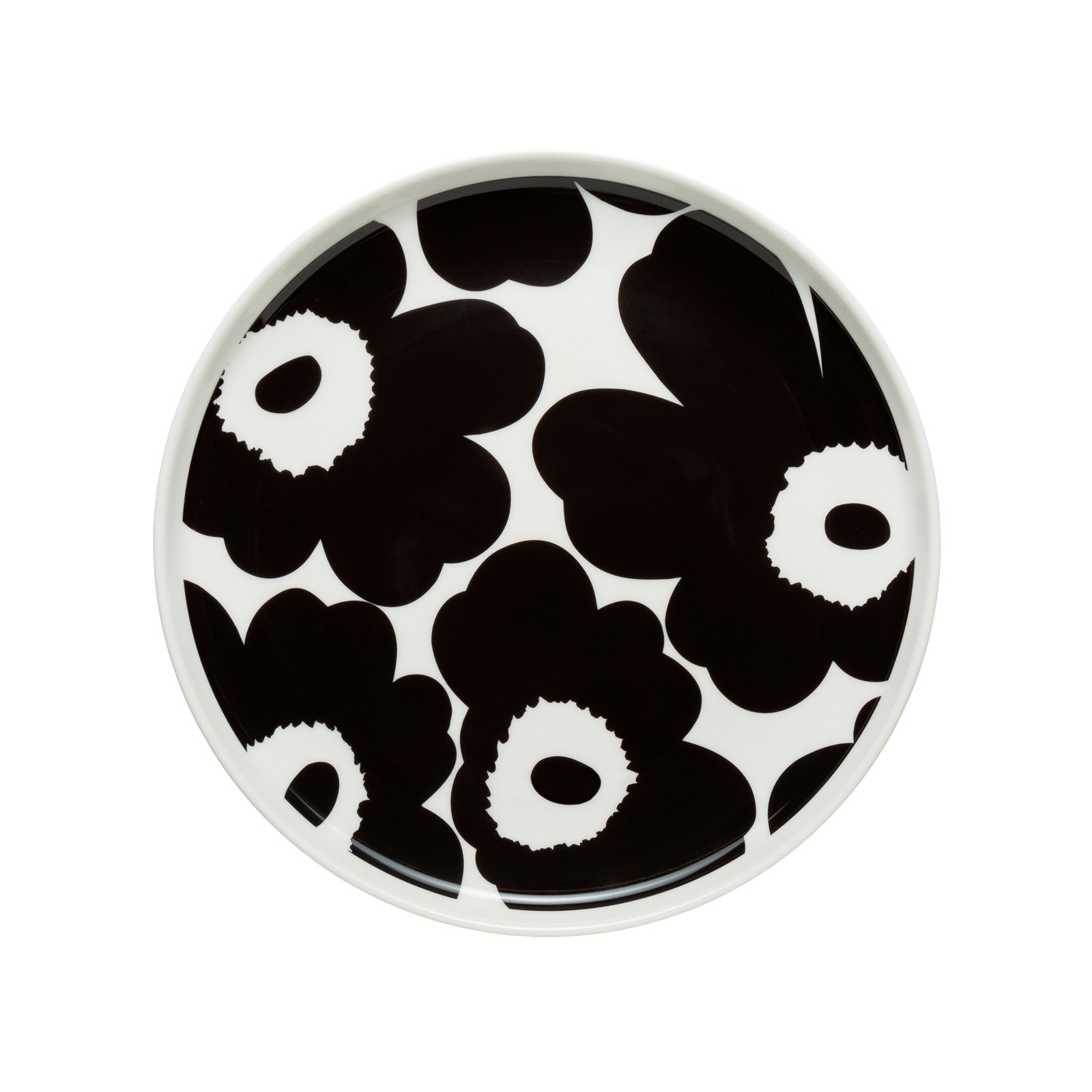 Marimekko Oiva / Unikko Frühstücksteller 20cm Blume schwarz