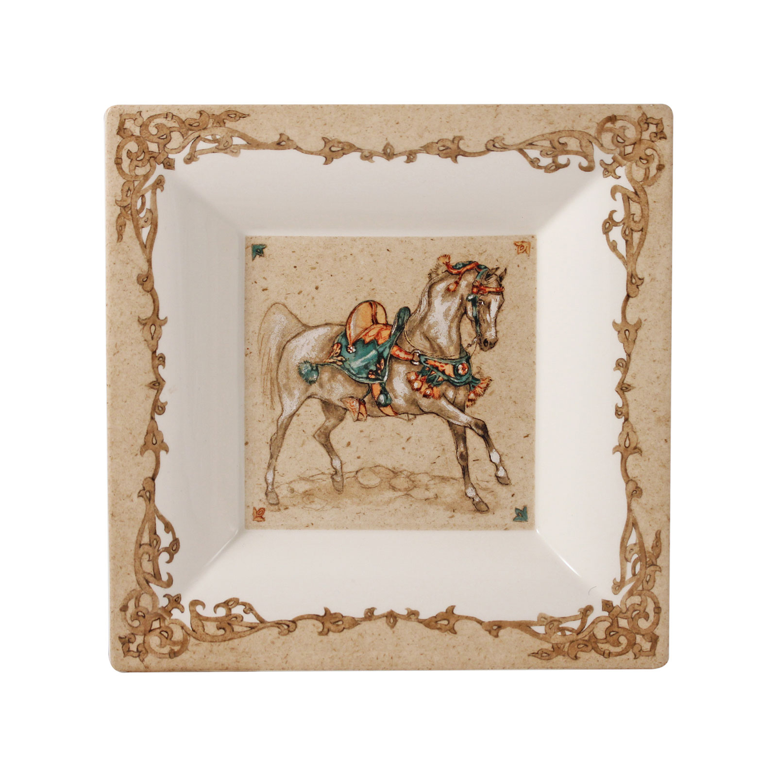 Gien Chevaux du Vent Schale quadratisch tief 22x22cm