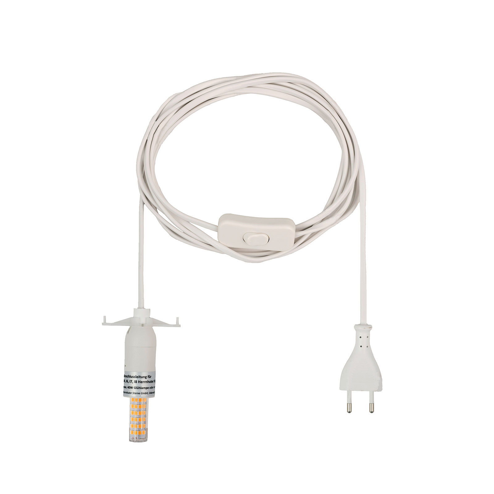 Herrnhuter Sterne E14 Kabel 4m weiß mit LED warmweiß