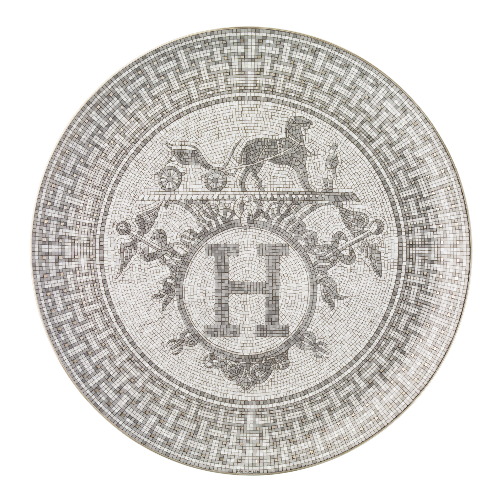 HERMÈS Paris Mosaïque au 24 Platin Tortenplatte 32cm