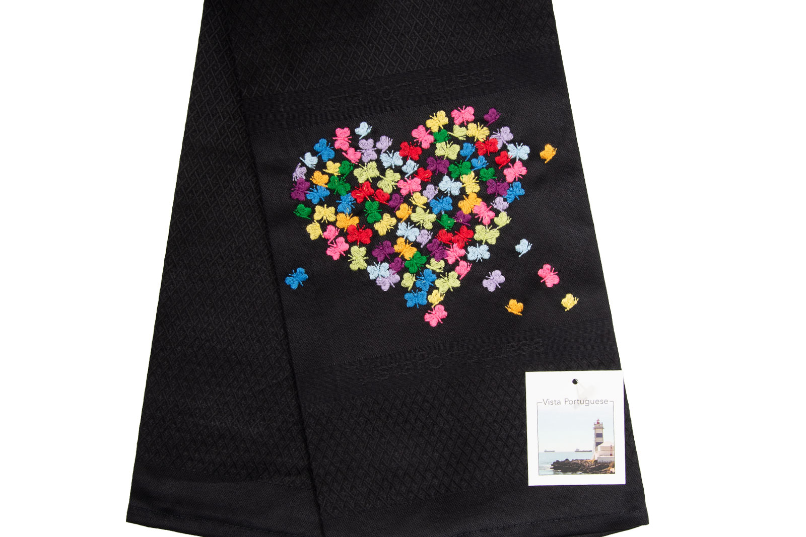 Vista Portuguese Geschirrtuch Heart of Butterflies 50x70cm schwarz