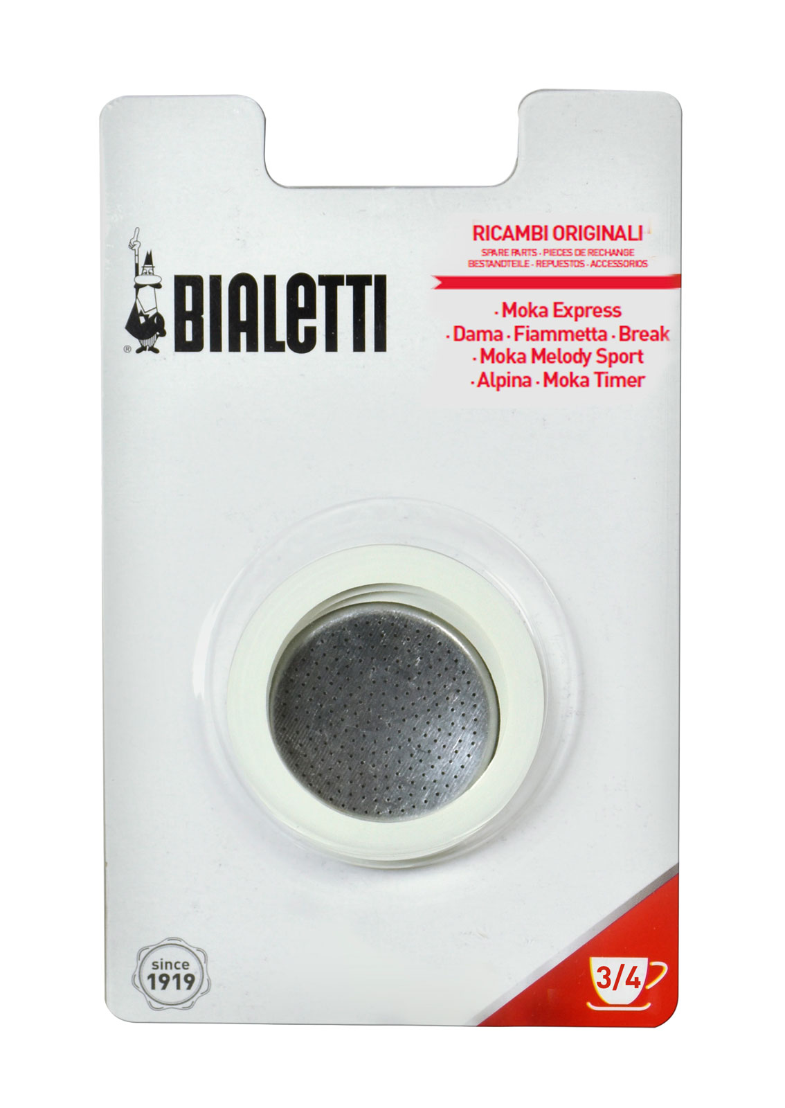 Bialetti Italien 3 Ersatzdichtungen + 1 Filter f. 3/4 Tassen 800033