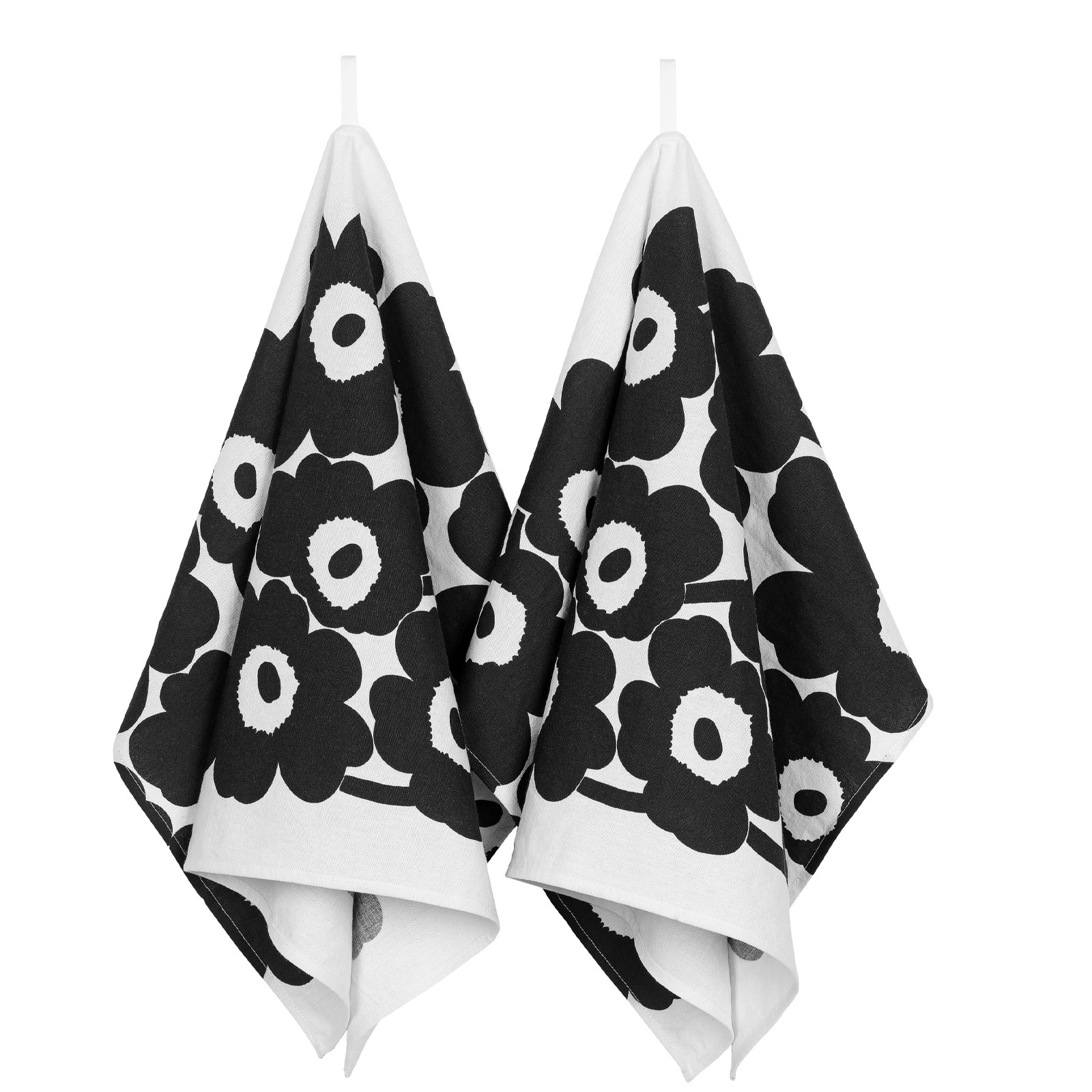 Marimekko Unikko Geschirrtuch 2er Set 47x70cm Blume schwarz