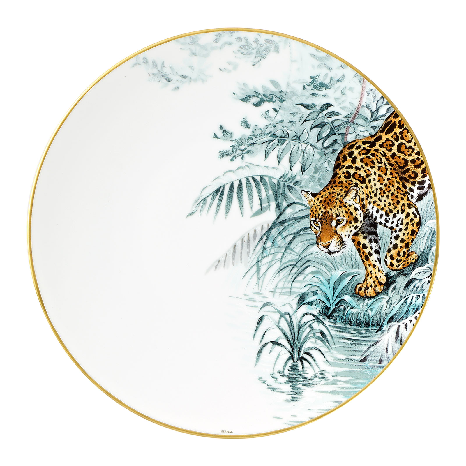 HERMÈS Paris Carnets d'Équateur Speiseteller Jaguar 28cm