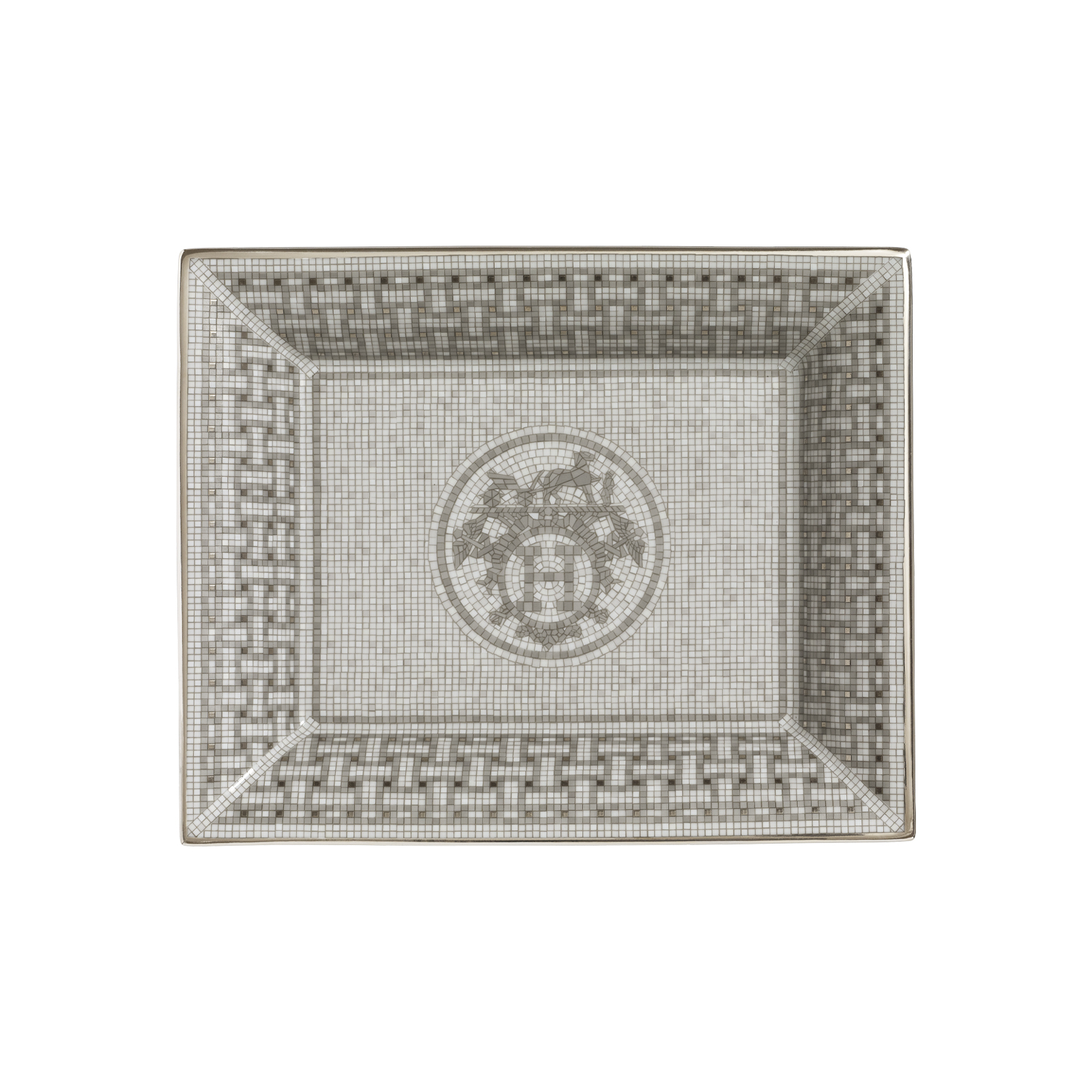 HERMÈS Paris Mosaïque au 24 Platin Vide-Poche 21x17cm