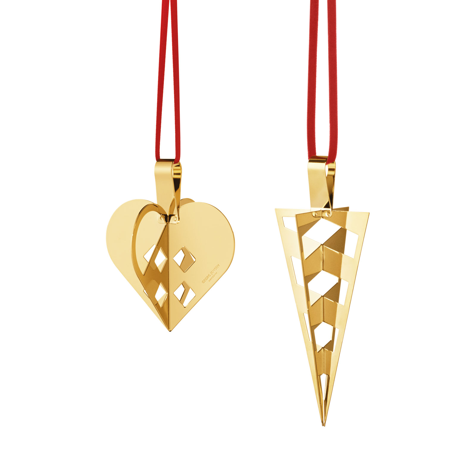 Georg Jensen 2025 Weihnachtsornament-Set Herz & Spitztüte gold