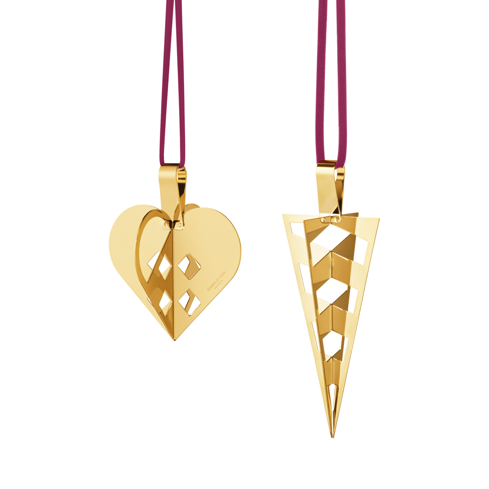 Georg Jensen 2025 Weihnachtsornament-Set Herz & Spitztüte gold