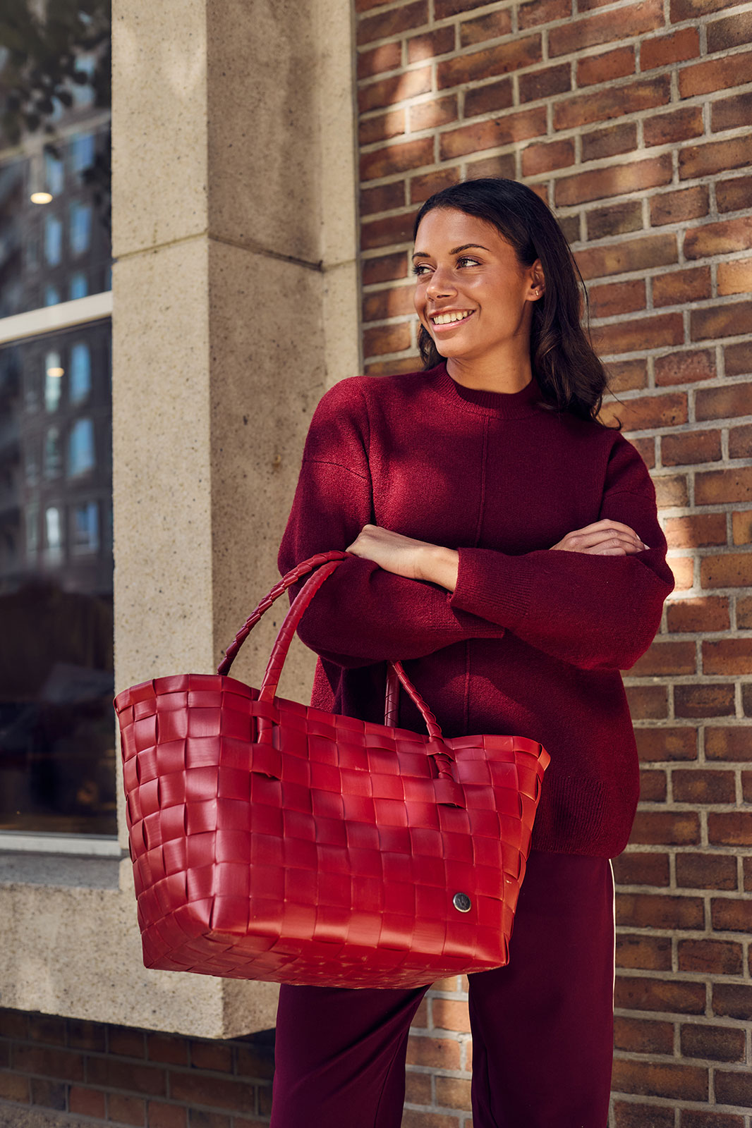 Handed By Paris Shopper crimson red