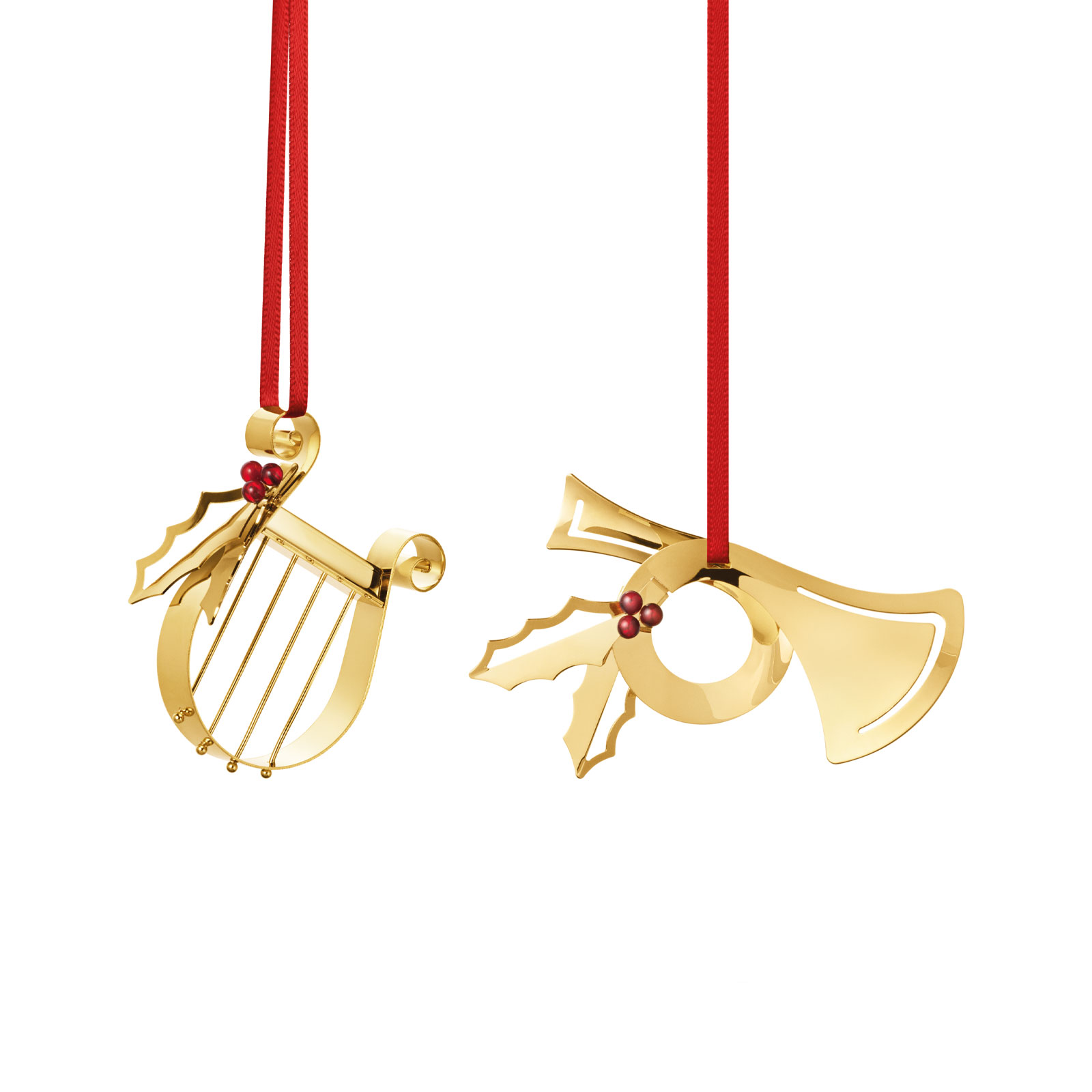 Georg Jensen 2026 Weihnachtsornament-Set Horn & Harfe gold