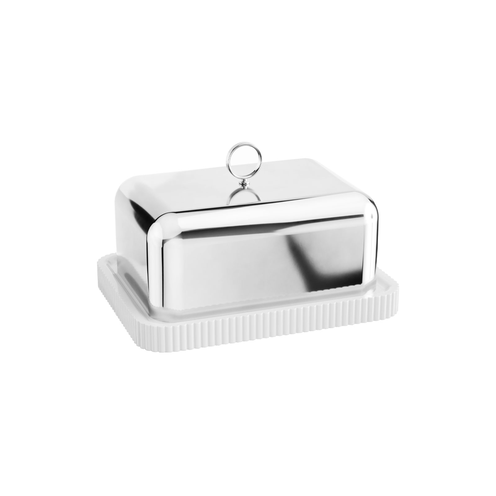Georg Jensen Bernadotte Butterdose Porzellan/Edelstahl