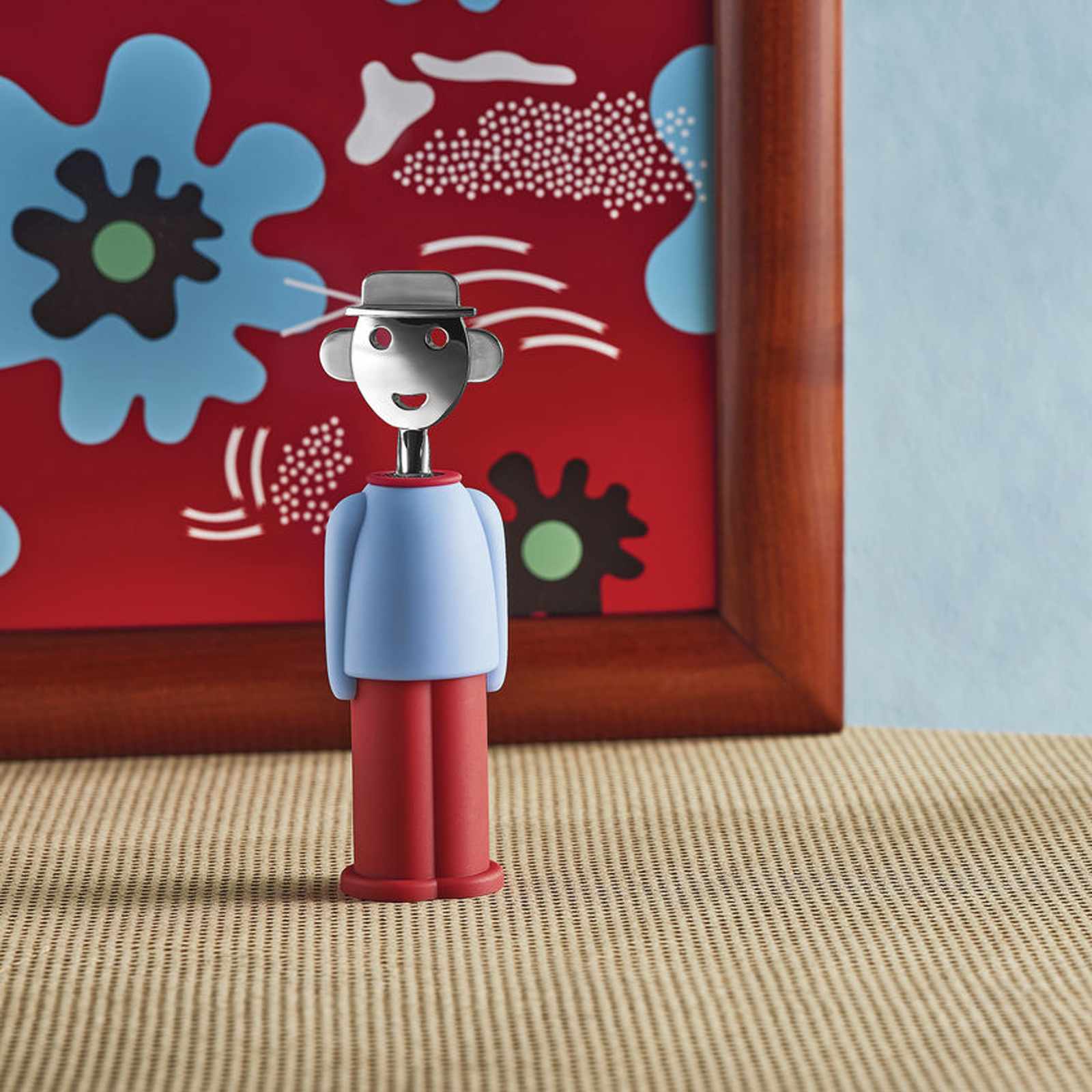 Alessi Alessandro M. Korkenzieher hellblau/rot