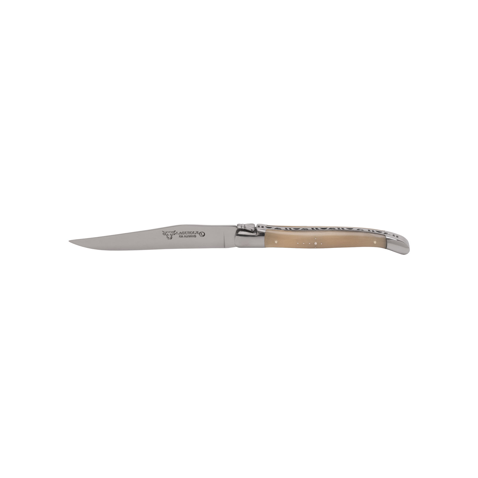 Laguiole en Aubrac Steakmesser (1 Stück) Hornspitze HSI1/Backen gl&auml;nzend