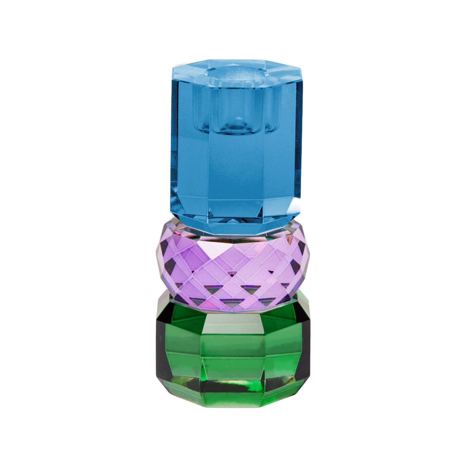 C'est Bon Kerzenhalter Kristall grün/violett/kobalt 6x13cm