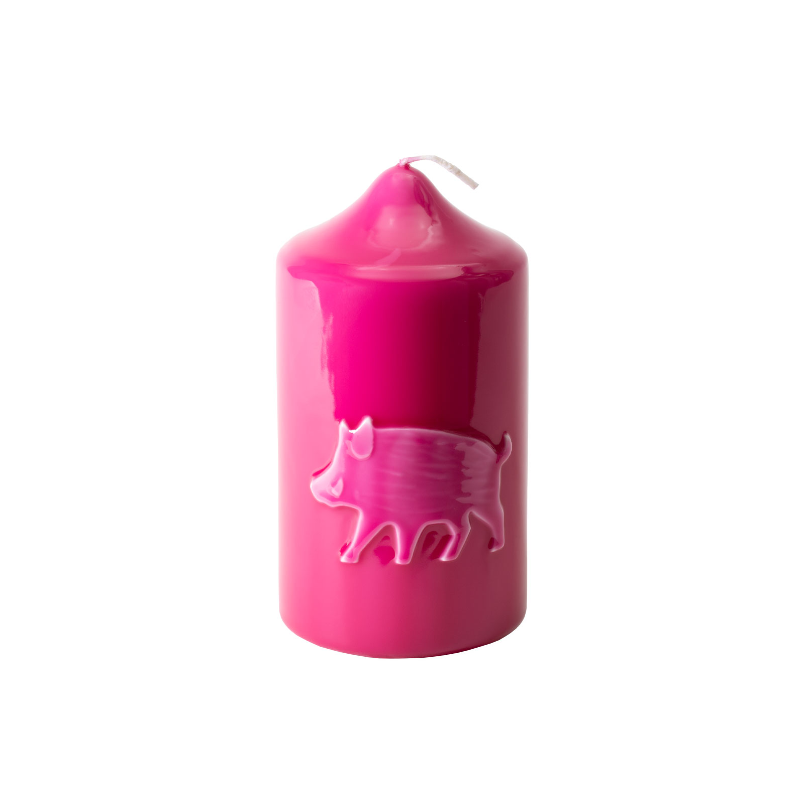Engels Kerzen Gelackte Stumpenkerze Wildschwein 8x15cm pink