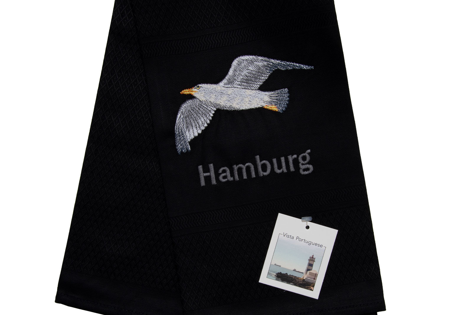 Vista Portuguese Geschirrtuch Möve / Hamburg 50x70cm schwarz
