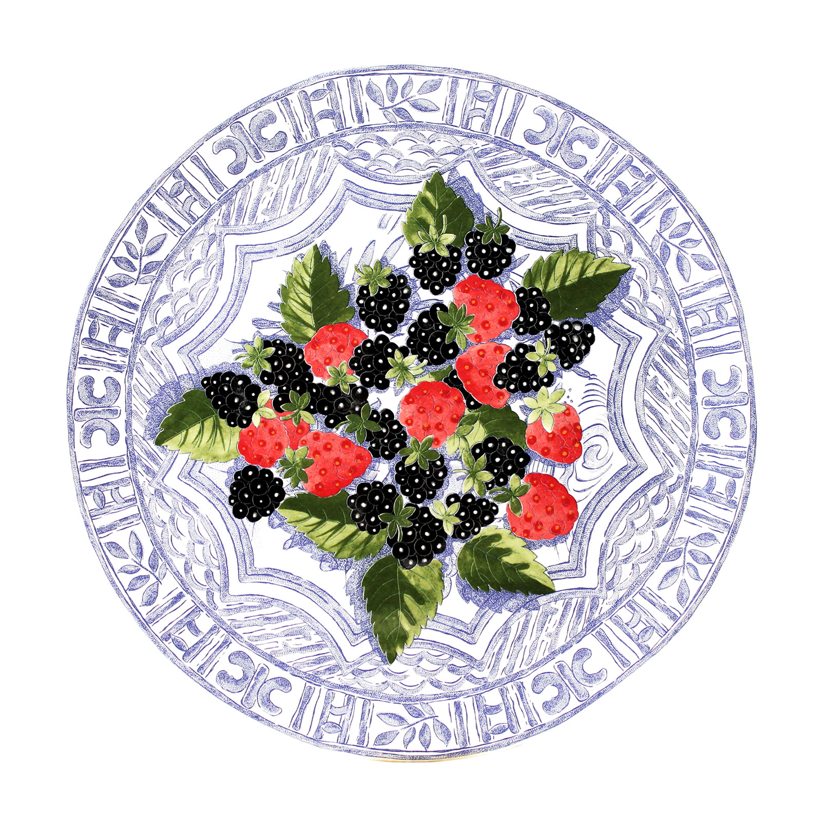 Gien Oiseau Bleu Fruits Kuchenplatte 30cm