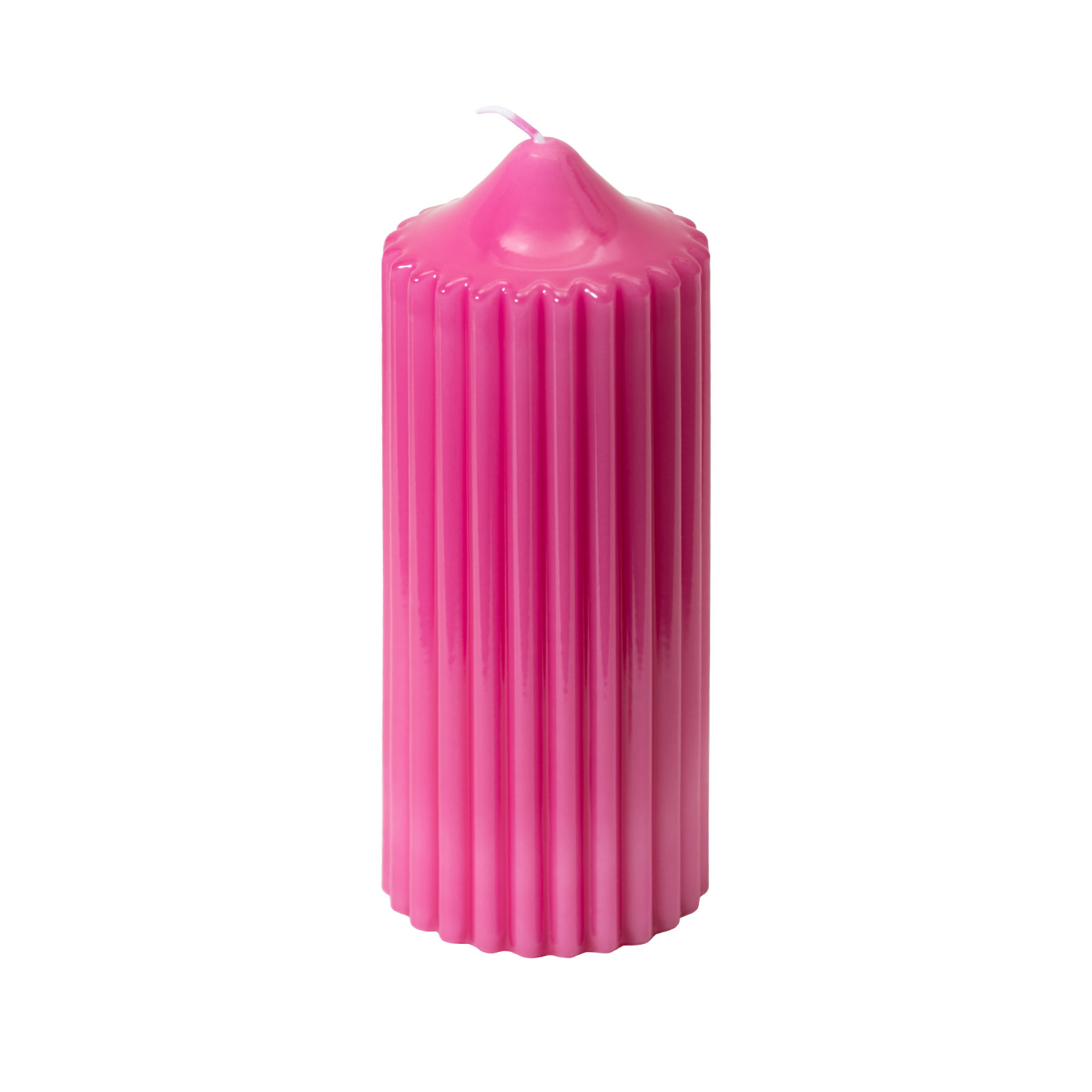 Engels Kerzen Gelackte Rillenkerze 8x20cm pink