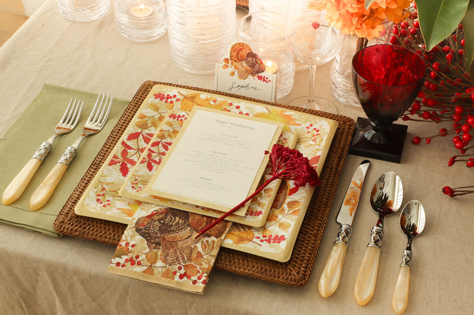 Caspari Lunchservietten Woodland Turkey