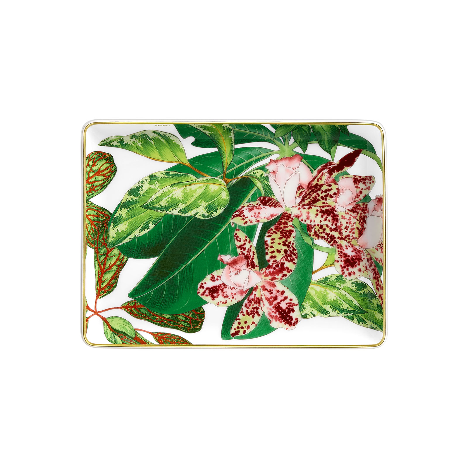 HERMÈS Paris Passifolia Platte klein Orchidee 16x12cm