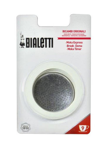 Bialetti Italien 3 Ersatzdichtungen + 1 Filter für 9 Tassen 800005