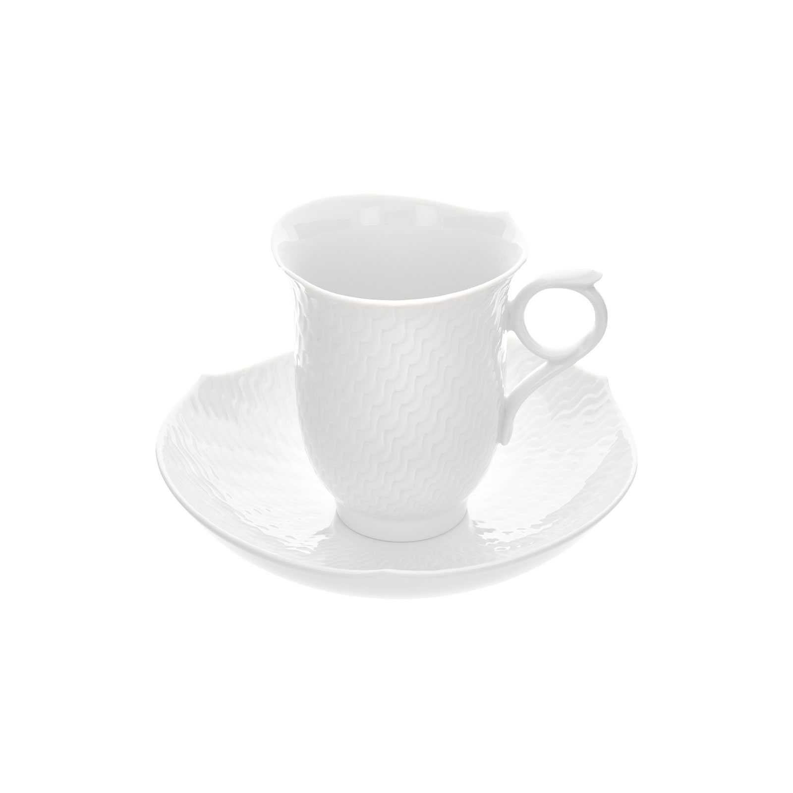 Meissen Wellenspiel Relief weiß Kaffeetasse m.U.