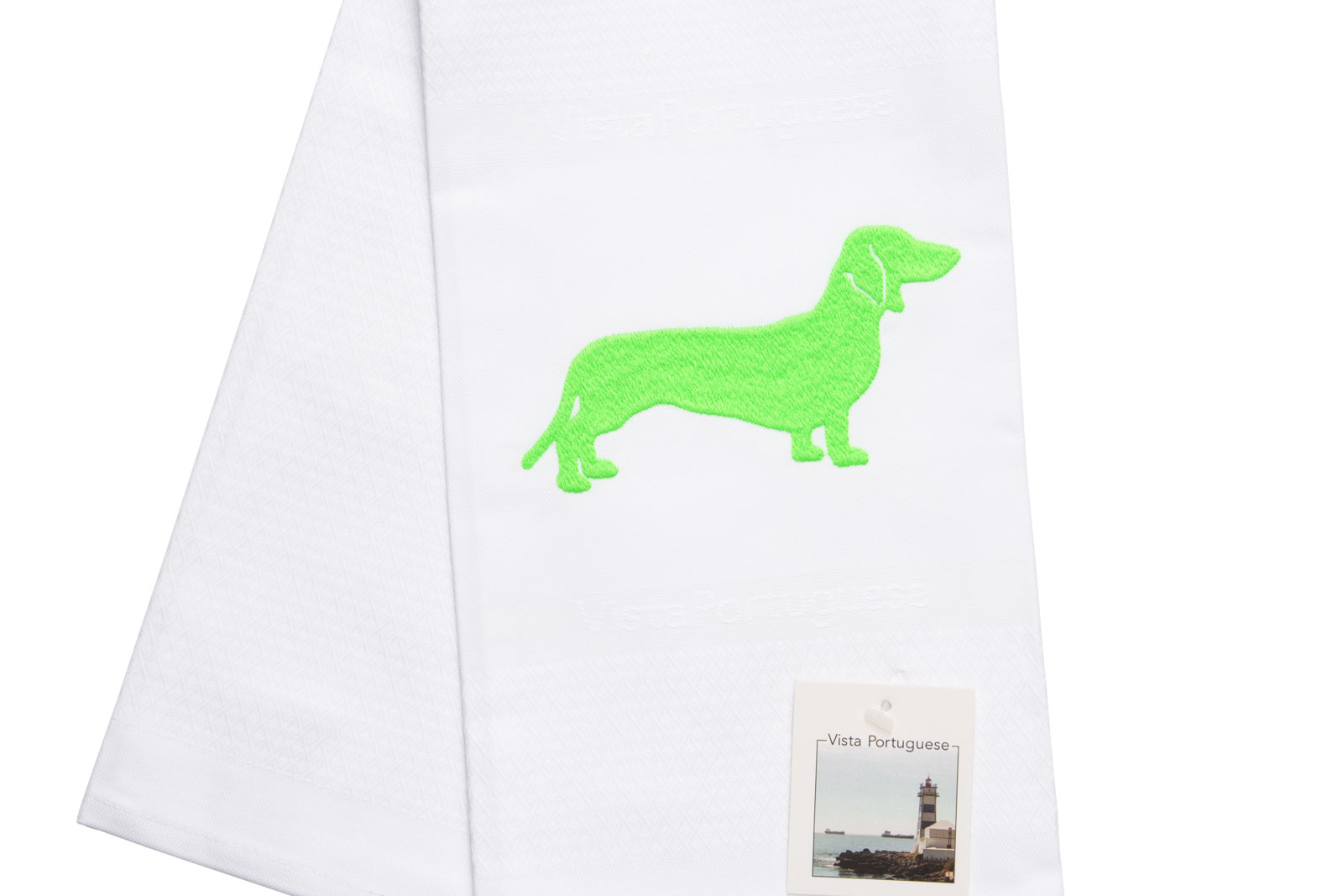 Vista Portuguese Geschirrtuch Dackel 50x70cm Neon Green