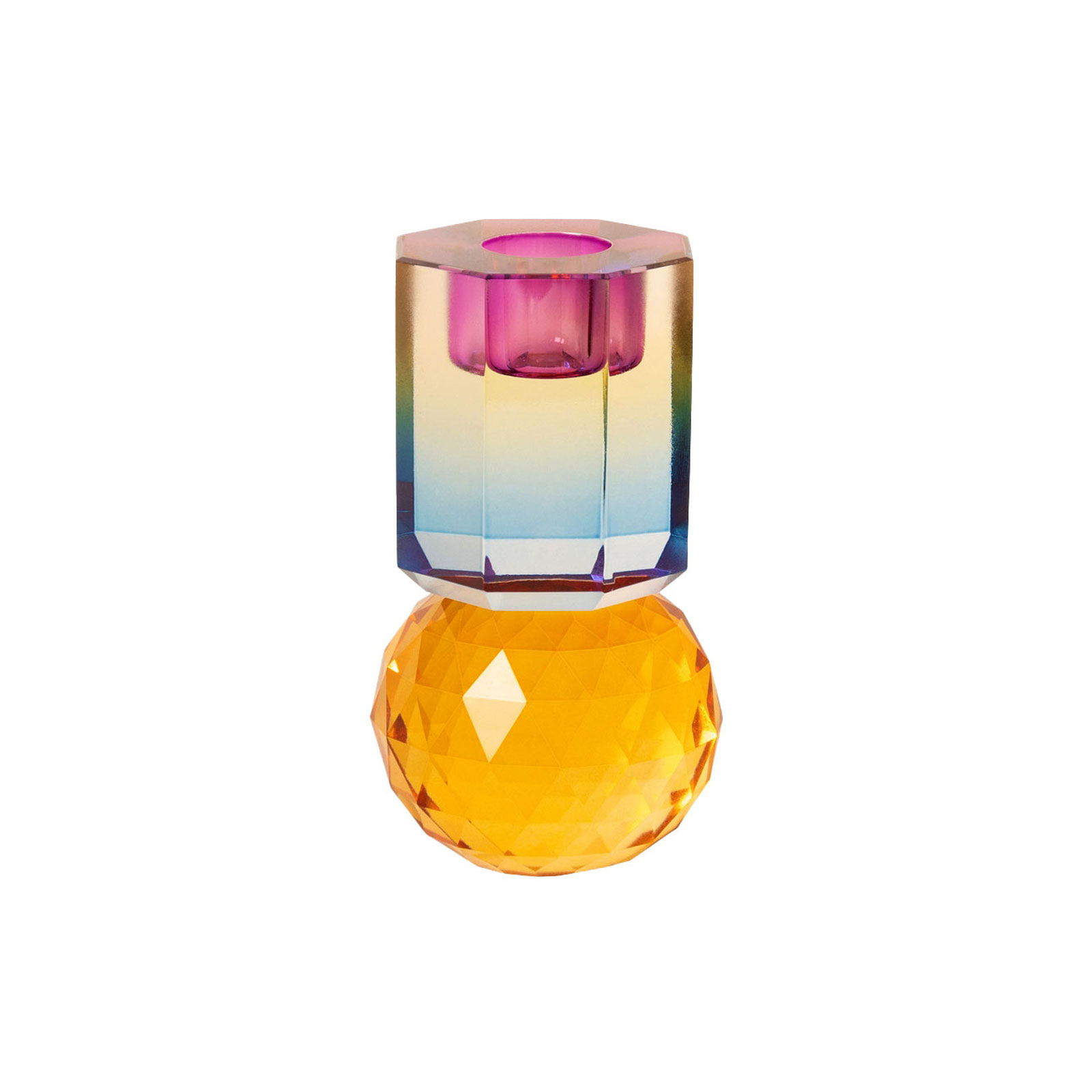 C'est Bon Kerzenhalter Kristall orange/ blau ombre 6x10,5cm 