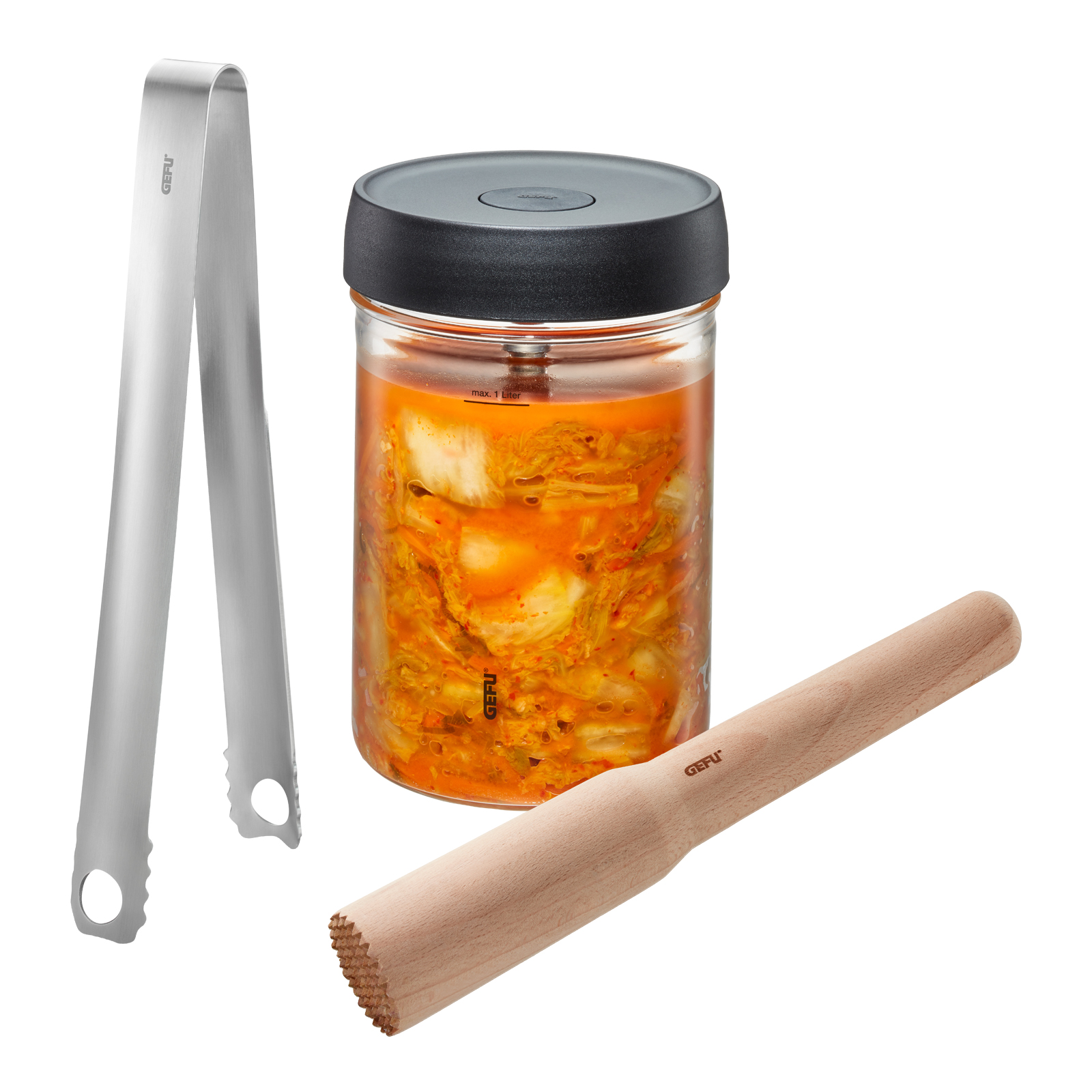 Gefu Fermentierset NATIVO 1ltr. Glas und Zubehör