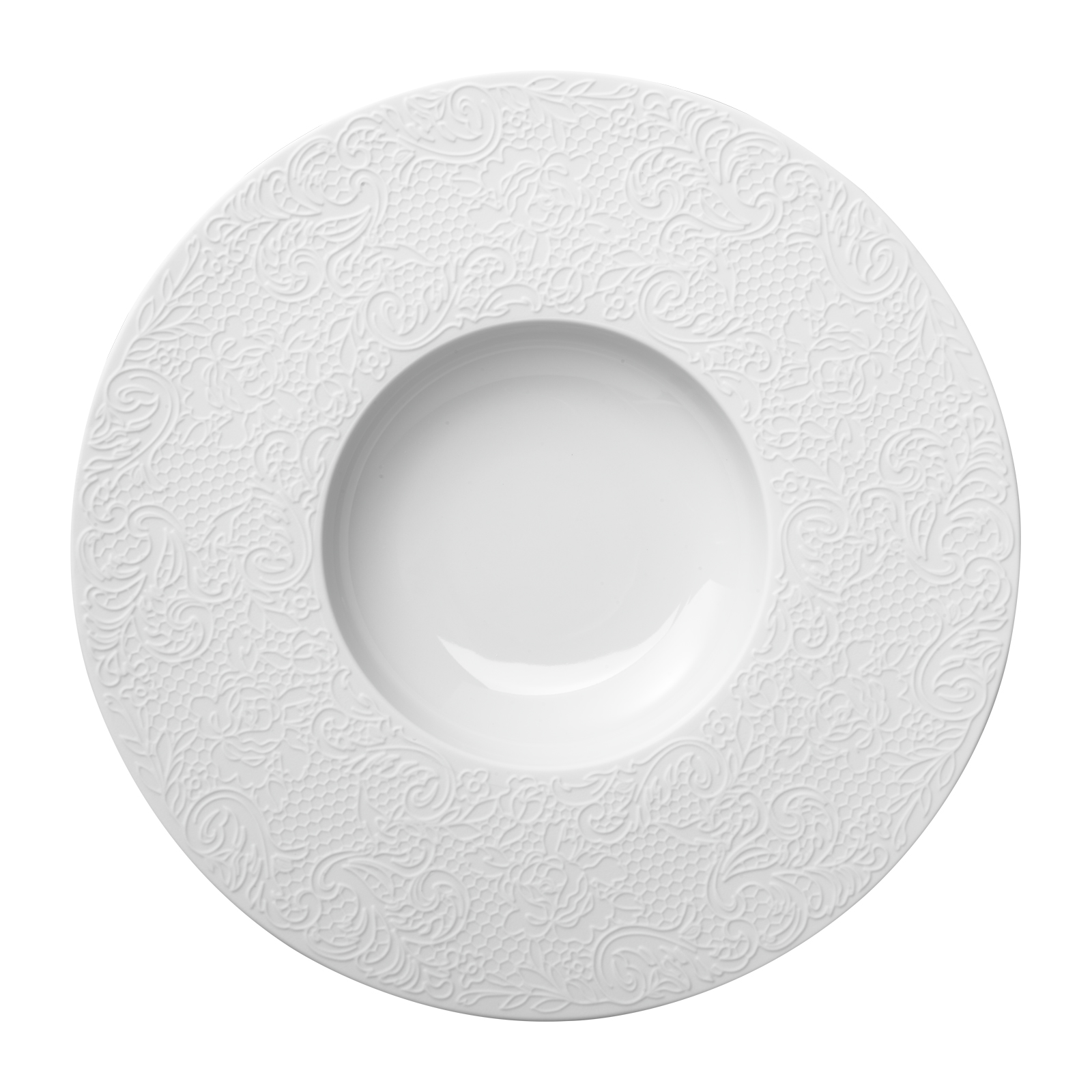 Guy Degrenne Collection L Couture Gourmetteller tief 30cm weiß Relief blumig