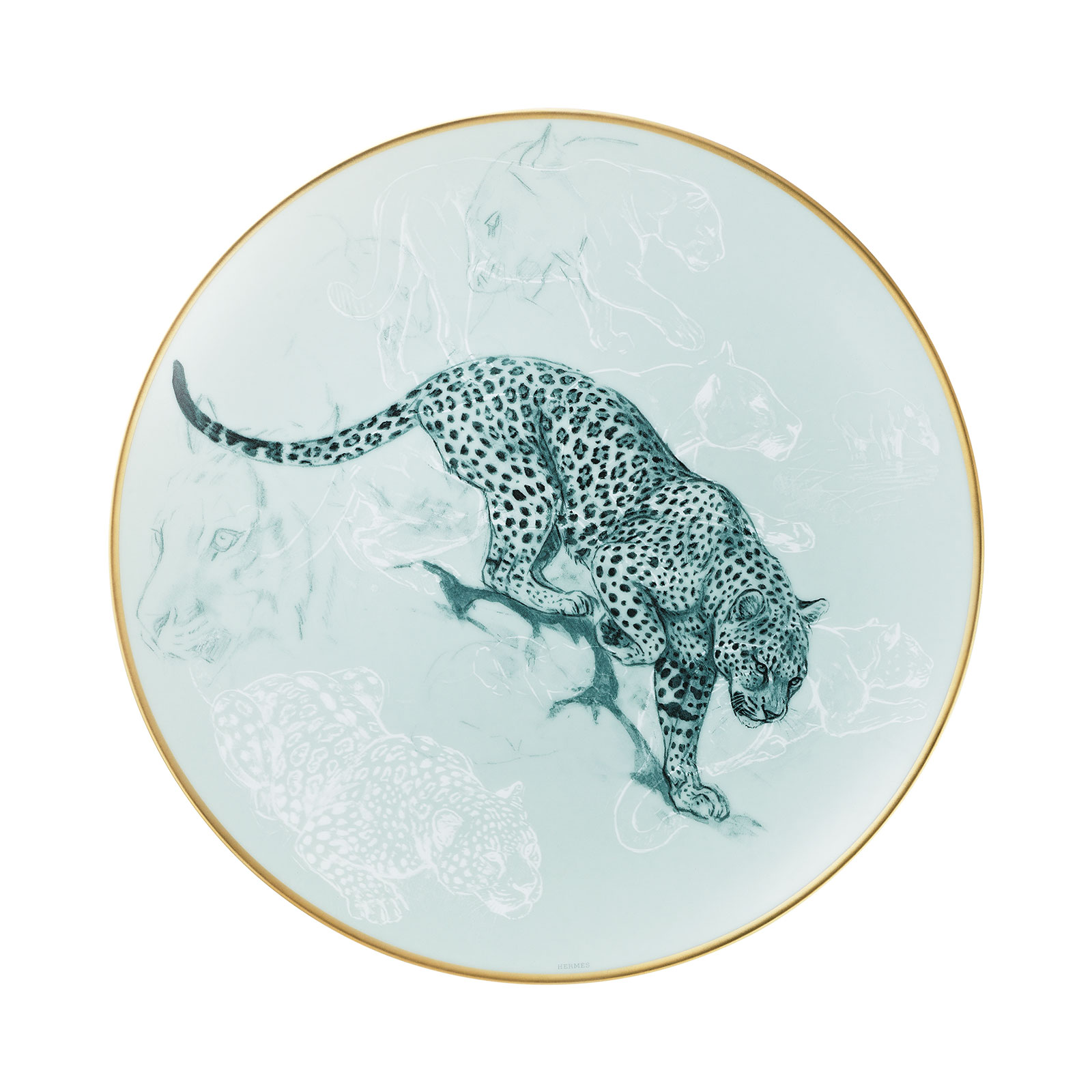 HERMÈS Paris Carnets d'Équateur Frühstücksteller Jaguar 21cm