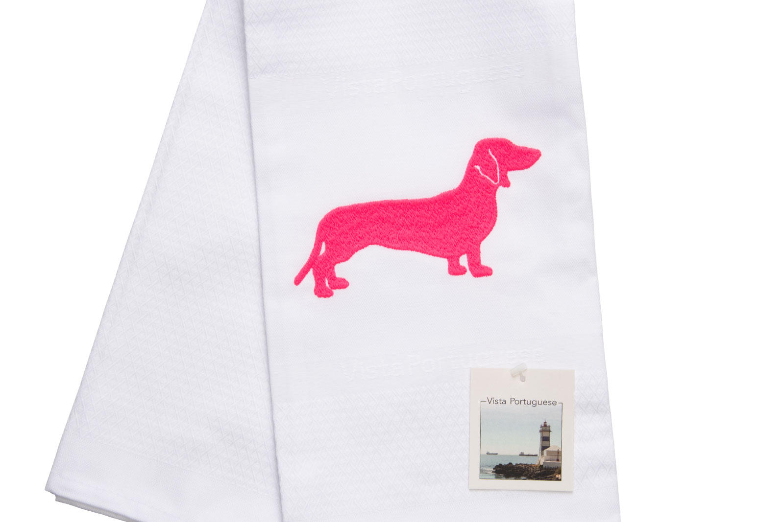 Vista Portuguese Geschirrtuch Dackel 50x70cm Neon Pink