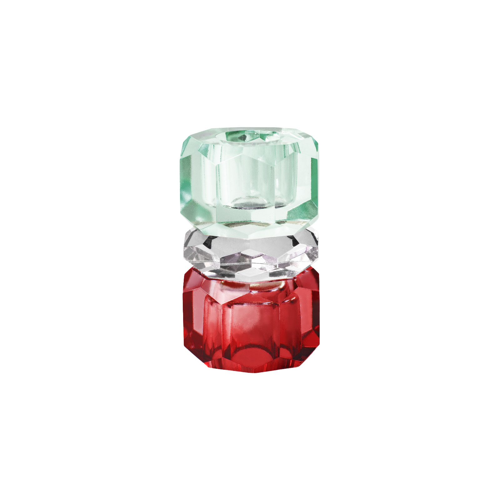 C'est Bon Kerzenhalter Kristall rot/klar/minze 4,5x7,5cm