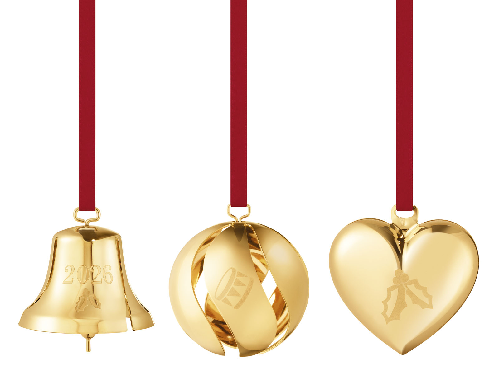Georg Jensen 2026 Weihnachtsset Glocke/Kugel/Herz gold