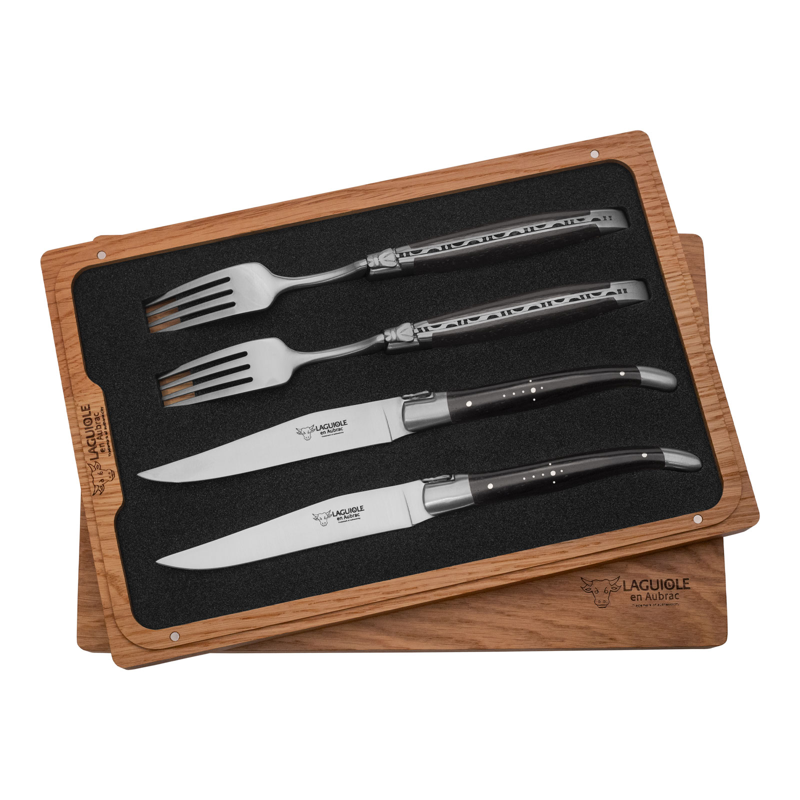 Laguiole en Aubrac Steakbesteck 4tlg. Ebenholz