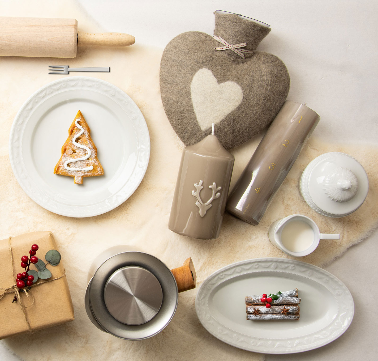 Engels Kerzen Gelackte Stumpenkerze Geweih 8x15cm kiesel