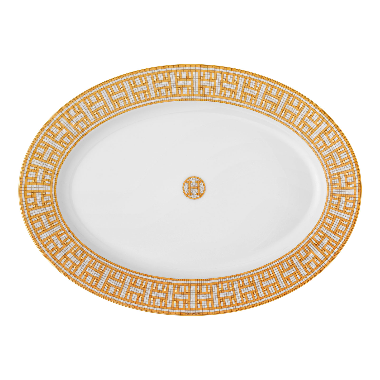 HERMÈS Paris Mosaïque au 24 Gold Platte oval 37cm
