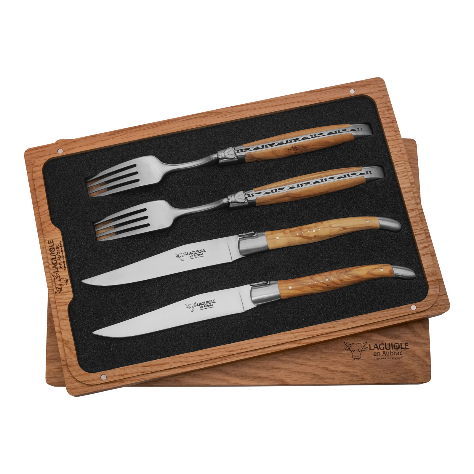 Laguiole en Aubrac Steakbesteck 4tlg. Olivenholz