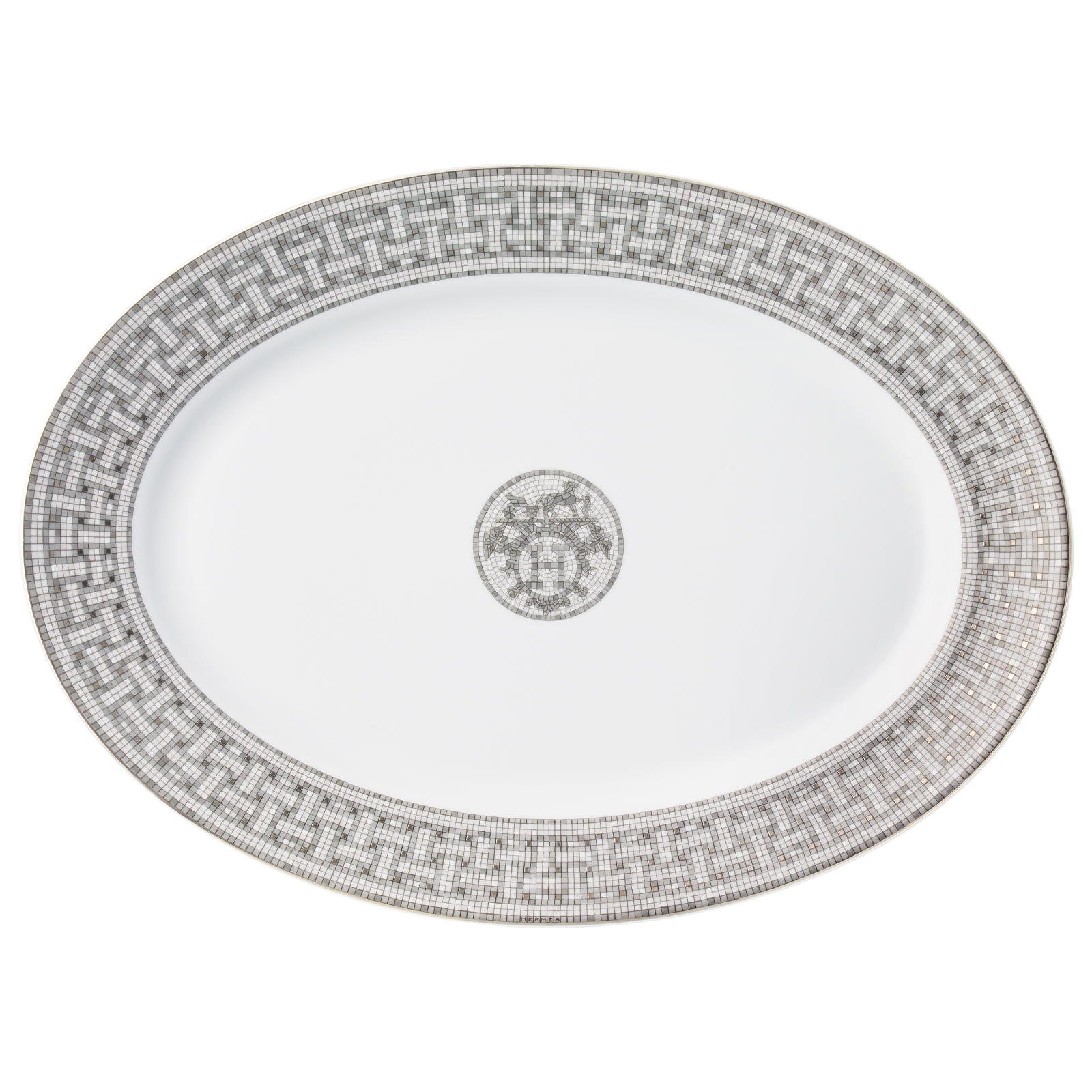HERMÈS Paris Mosaïque au 24 Platin Platte oval 42cm