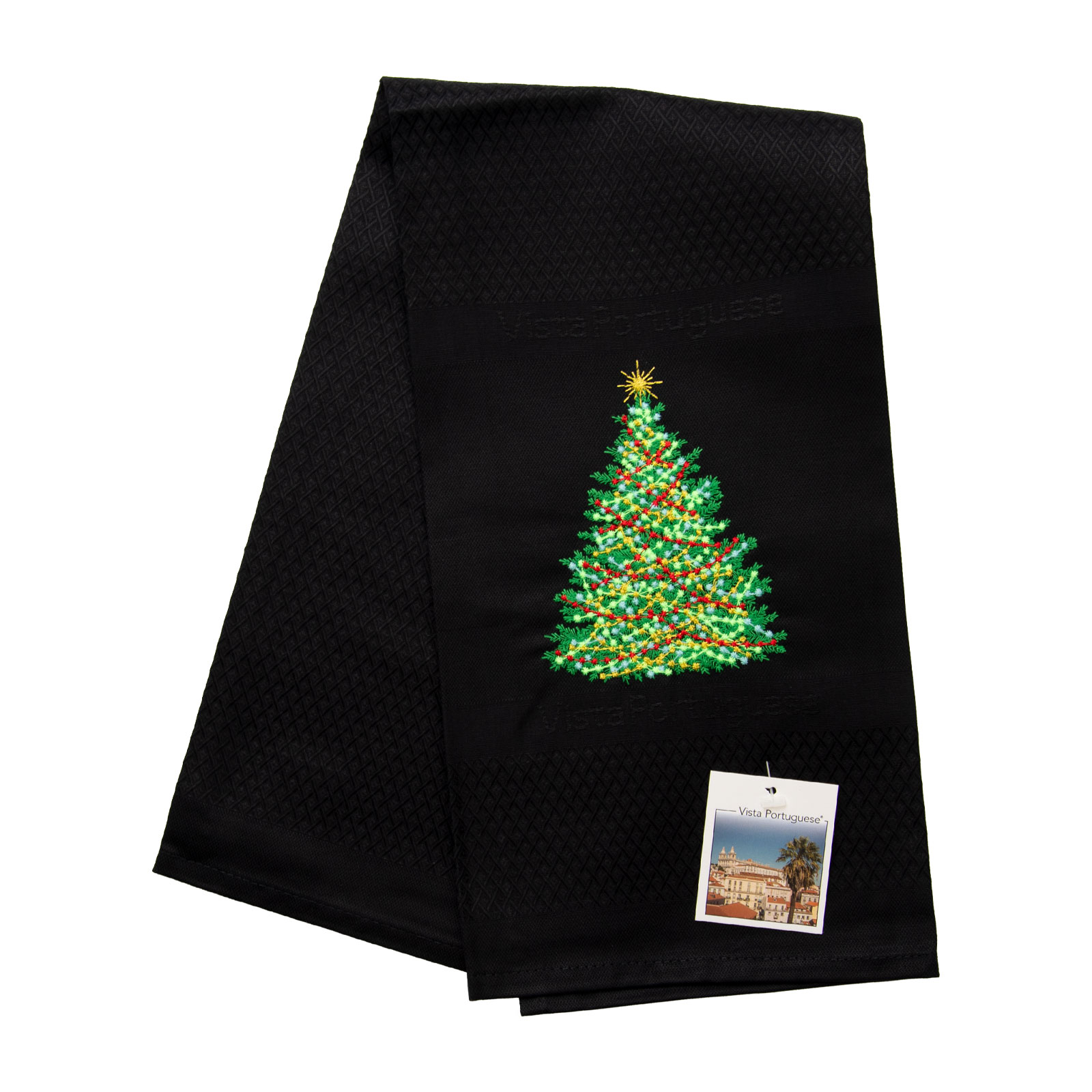 Vista Portuguese Geschirrtuch Christmas Tree 50x70cm schwarz
