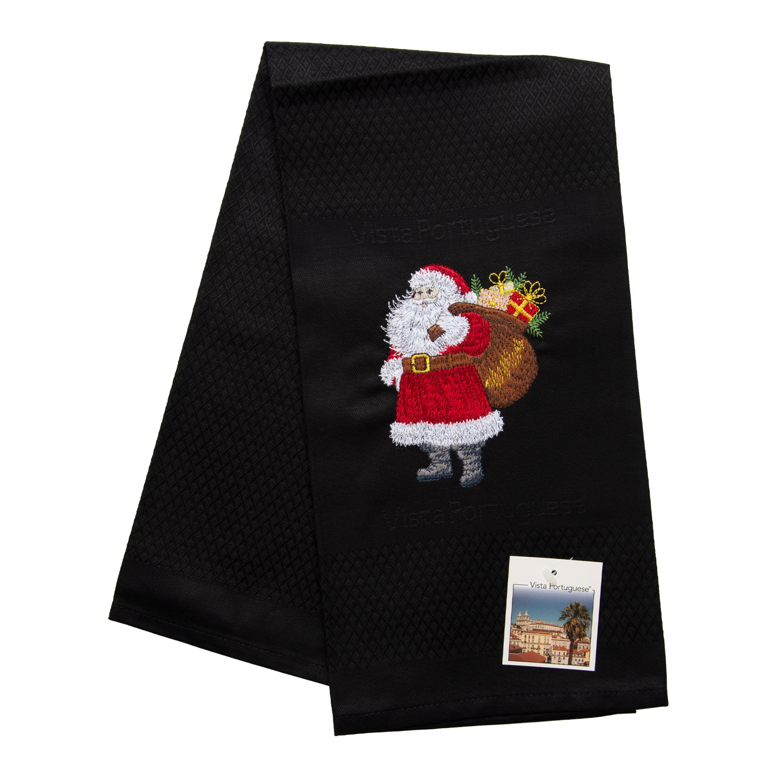 Vista Portuguese Geschirrtuch Santa Claus 50x70cm schwarz
