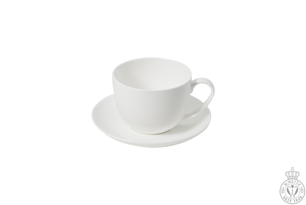 WEITZ Bone China weiß Kaffeetasse mit Untertasse 0,24ltr.