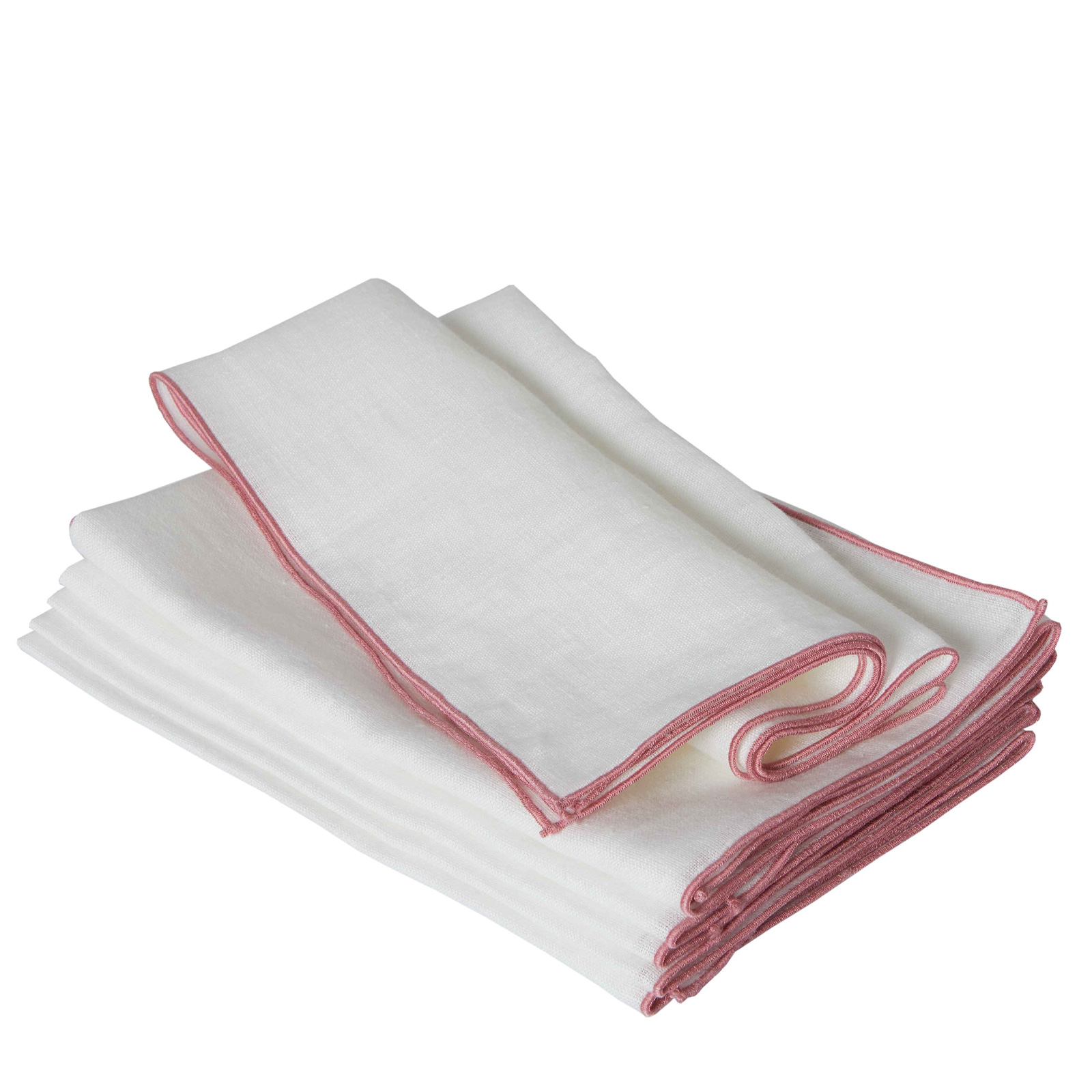 Erika Vaitkute Vilnia Leinen-Serviette 47x47cm weiss / rosa