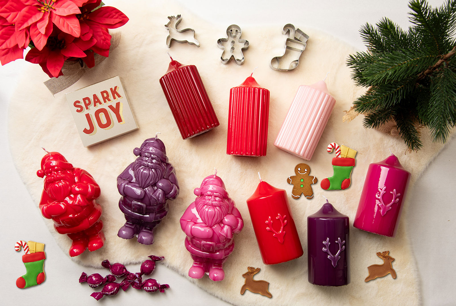 Engels Kerzen Gelackte Objektkerze Nikolaus pink